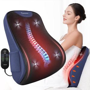 KNQZE Lumbar Support Pillow for Office Chair, Heated Back Support Pillow with Vibration, Back Massage for Pain Relief, at Home Office Car Sofa, 3 Heating Levels & 4 Motors & 3 Intensities, Gifts (Large-With Function)