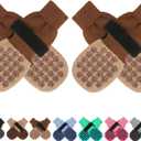 SCENEREAL Dog Socks to Prevent Licking Paws for Hardwood Floors Anti Slip, Dog Grippy Socks Shoes for Senior Small to Large Dogs, Dog Boots & Paw Protectors for Hot/Cold Scratching Pavement (M(Paw Width 2.5in), Two Color(Pack of 4)-Brown)