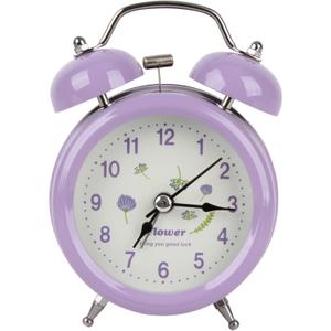 Mily Alarm Clock for Kids Vintage Twin Bell Alarm Clocks Cute Cartoon Panda Silent Children Bedroom Desk Clock (Purple)