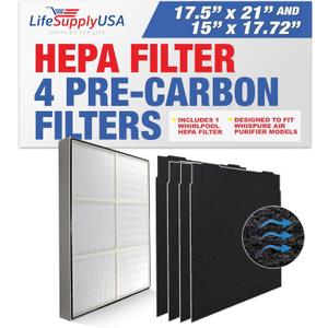 1183054K + 8171434K 1 HEPA and 4 Carbon Filter Set Compatible with Whirlpool Whispure AP450, AP510, WP500 & Kenmore 83200, 83375, 83230 Air Purifiers by LifeSupplyUSA