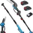 Electric Pole Saws for Tree Trimming, 6 Inch Mini Chainsaw Cordless 2-in-1 Pole Saw Battery Powered Tree Trimmer, Hand Held Chainsaw Long Bar Tree Branch Cutter, Wood Cutting Tools with 2 Batteries