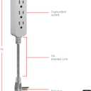 GE 3-Outlet Power Strip Extension Cord with Multiple Outlets 6 Inch Braided Short Cord Extension Cord Grounded Flat Plug ETL Listed Gray 53199