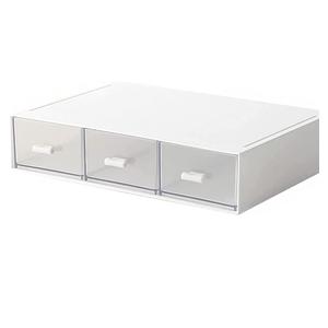 Desk Organizer-Stackable Storage Drawers, Plastic Compact Desk Storage Box Perfect for Collection Small Item/Cosmetic Office Organizer - 3 drawers (White)