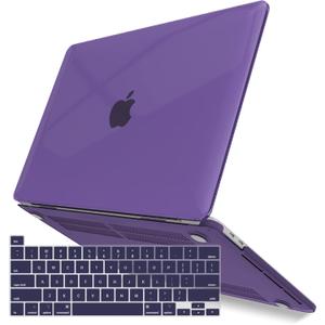 IBENZER Compatible with 2025 2024 M2 MacBook Pro 13 Inch Case 2025-2016 M1 A2338 A2289 A2251 A2159 A1989 A1706 A1708, Hard Shell Case & Keyboard Cover for Mac Pro 13, Crystal Purple,T13CYPU+1