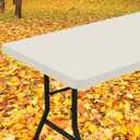 Smiry Rectangle Tablecloth, Elastic Fitted Flannel Backed Vinyl Tablecloths for 6ft Folding Tables, Waterproof Wipeable Table Covers for Indoor, Outdoor, Picnic and Camping (Beige, 36"x72")