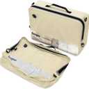 Vacuum Compression Bags for Travel Reusable for Carry-on Suitcase Backpack Home Storage, IP67 Waterproof, Wide Opening, Transparent Window (1 Large Pack No Pump Beige)