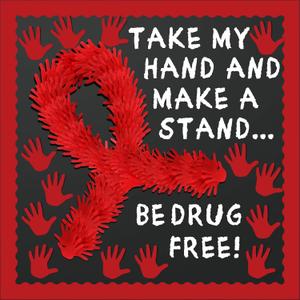 3 x Red Ribbon Week Bulletin Board Supplies Red Hand Drug Free Drugs Bulletin Board Decoration Drugs are a Trick Not a Treat Red Ribbon Week Banner Awareness for School Classroom Charity Event