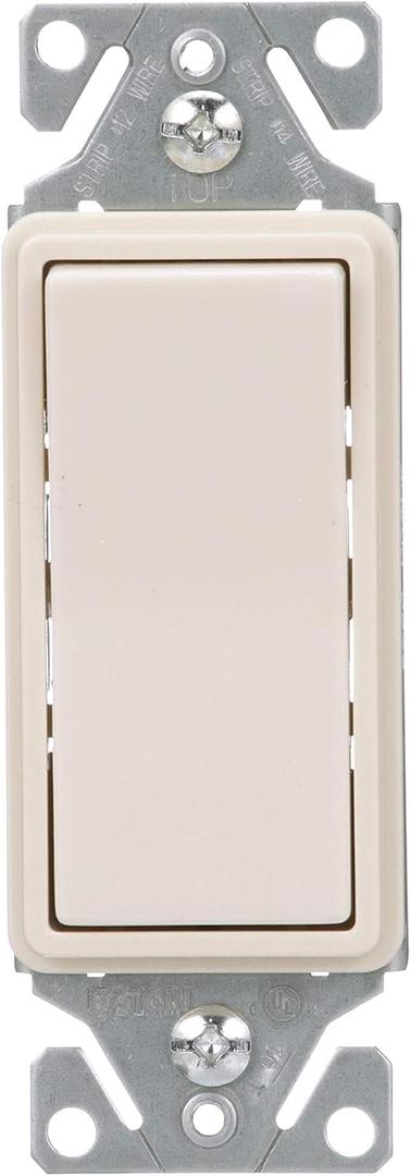 Eaton 7511LA 15-Amp 120/277-volt Heavy-Duty Grade Single-Pole Decorator Lighted Switch, Light Almond