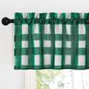 NICETOWN Valences Buffalo Check Kitchen Tier Curtains, Classic Plaid Gingham Farmhouse Window Curtain Valance for Windows Living Room Bedroom, Rod Pocket, Green & White, 52"x 18"