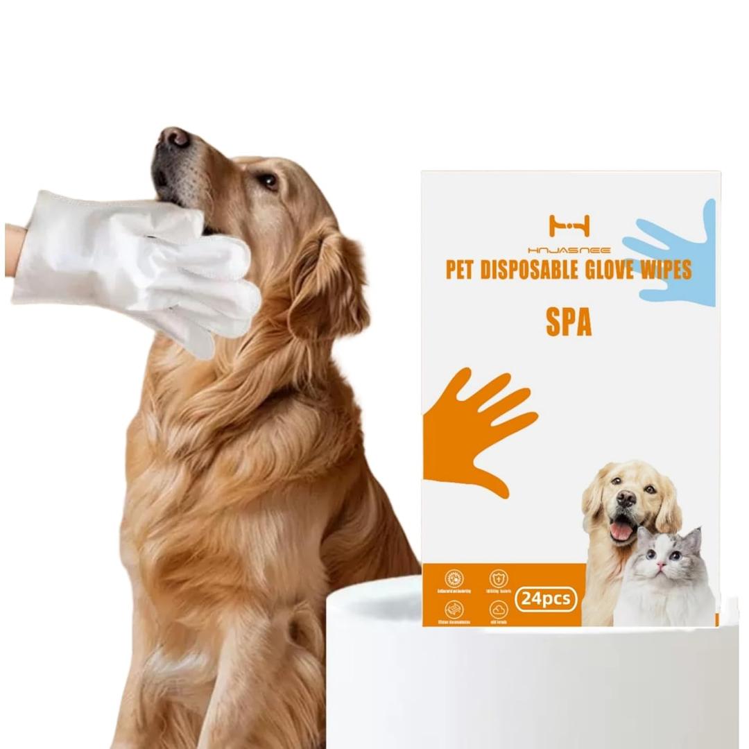 Pet Grooming Gloves for Dogs and Cats, coconut oil for dogs  dog paw wipes dog washing gloves (unscented 24pcs)