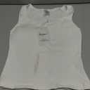 Danysu Women Rib Tank Top Padded Workout Top Square Neck Crop Tank Fitted Basic Cami Tops (Medium, Angel White Solid)