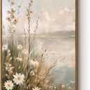 InSimSea Framed Canvas Wall Art Vintage Decor, Wildflowers Landscape Pictures Bathroom Wall Decor Aesthetic, Living Room Bedroom Flower Nature Home Decorations, 16x24inch (24L" x 16W")