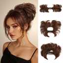 Messy Bun Hair Piece Side Comb Clip in Hair Bun Hairpiece for Women Short Natural Straight Versatile Adjustable Styles Easy Hair pieces Red Vino-S