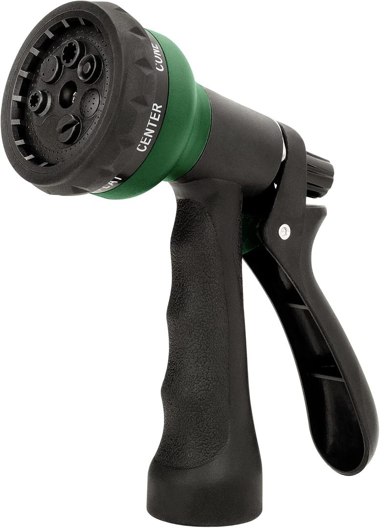 NEXCOVER Garden Hose Nozzle Sprayer - 7 Adjustable Watering Patterns Nozzle for Water Hose, Non-Slip Garden Spray Nozzle Hose Attachment for Car Washing, Watering Plants, Pets Showering,Lawns Cleaning (Dark Green)