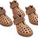 Dog Shoes for Hot Pavement - Comfortable Paw Protection for Medium & Large Dogs, Adjustable Strap & Non-Slip, Easy-Clean, Outdoor Sports Boots, Dog Booties for Summer Rain (Brown, L)