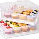 Snapware (2-Layer, 24 Cupcakes Plastic Detachable Cupcake Carrier Storage Container With Lid and Handle, Freezer Dishwasher Microwave Safe (14.25" L x 10.5" W)