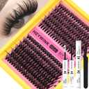DIY Lash Extension Kit Volume Lash Clusters 40D+50D Individual Lashes Lash Clusters Kit Thick Eyelash Extension Kit Thin Band Lashes Cluster Lash Bond and Seal Tweezers(40D+50D 10-18MM Kit)
