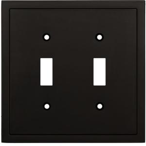 Henne Bery Modern Edge Decorative Wall Plate Switch Plate Outlet Cover, Durable Solid Zinc Alloy (Double Toggle, Matte Black)