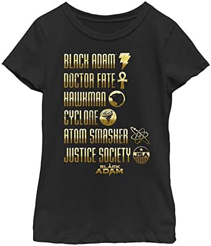 DC Comics Black Adam Names Girls Short Sleeve Tee Shirt, Small, Black 
