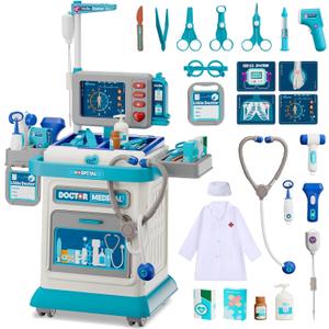 AuroTops Doctor Kit for Toddlers 3-5, 26 Pcs Doctor Play Set for Kids Ages 3-8,Role Play Toy Medical Cart Doctor Toys Educational Toys for Boys & Girls Birthday Gifts