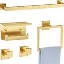 5-Piece Bathroom Hardware Set Brushed Gold Towel Bar Set,Stainless Steel Towel Holder Set for Bathroom,Wall-Mounted Towel Rack Set 23.6in