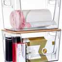 2 PACK Trash Bag Dispenser, Extra Large Garbage Bags Holder for Pantry Organizers and Storage, Stackable Trash Bag Holder with Bamboo Top for Under Sink Organizer