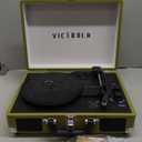Victrola Journey Bluetooth Portable Suitcase Record Player  with Built-in Speakers, 3 Speed Vinyl Record Player, RCA Out, Headphone Jack (Green Olive)