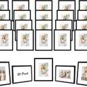 JCJMY 25 Packs 8x10 Picture Frames, Display 5x7 with Mat or 8x10 Without Mat, Gallery Wall Frame Set, 8 by 10 Frames Bulk Set of 25 Collage Wall Decor Photo Frames Set for Wall and Tabletop, Black