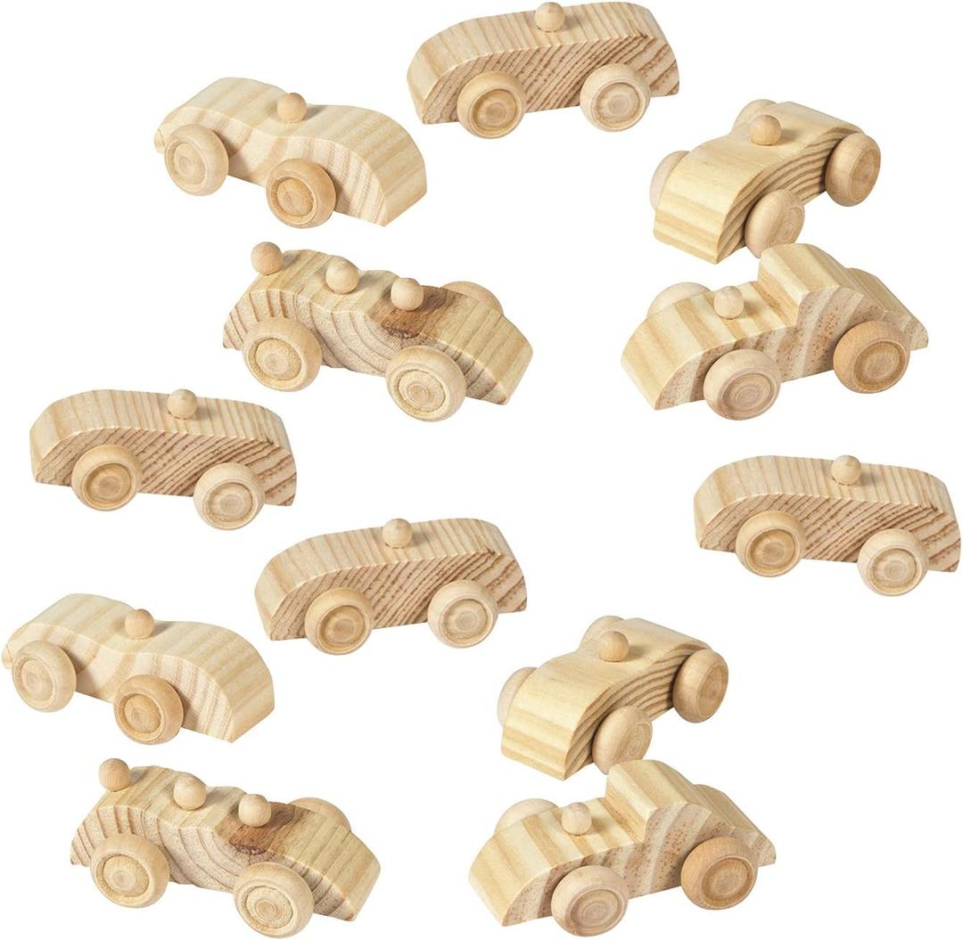Fun Express Unfinished Wooden Cars Set  DIY Paintable Craft Toys for Kids Party Favors Arts & Crafts Creative Projects and School  Perfect for Fun and Interactive Group Activities & More  12 Pieces
