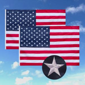 American flags for outside 3x5 (2 Pack),2 PCS 3x5 American flag outdoor Heavy Duty,Durable Nylon Reinforced USA Flag with Embroidered Stars, Sewn Stripes, Brass Grommets,All Weather United States Flag | USA Flag | UV Protection | Fade Resistant | Brass Grommets | Indoor Outdoor Decorations | All Weather Outdoor