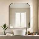 Delma Bathroom Vanity Mirror,36" x 30" Black Metal Framed Wall Mirror for Over Sink, Living Room, Bedroom,Entryway Decor
