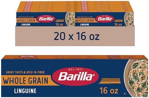 Barilla Whole Grain Linguine Pasta, 16 oz. Box - Non-GMO Pasta Made With 100% Whole Grain Durum Wheat - Great Source of Fiber (Pack of 20)