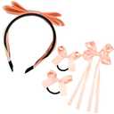 Girls School Hair Bows Set Accessories - Blue Bow Clips Headbands and Ponytail Holders Ties, Multi-styled Accessories for Toddlers Girls (Pink)