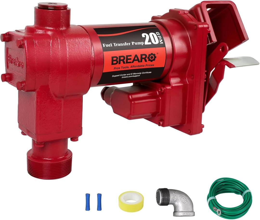 Fuel Transfer Pump 12V DC 20 GPM, High-Flow Cast Iron Heavy-Duty Pump for Gasoline, Diesel, Kerosene, Ethanol, Methanol, and Biodiesel