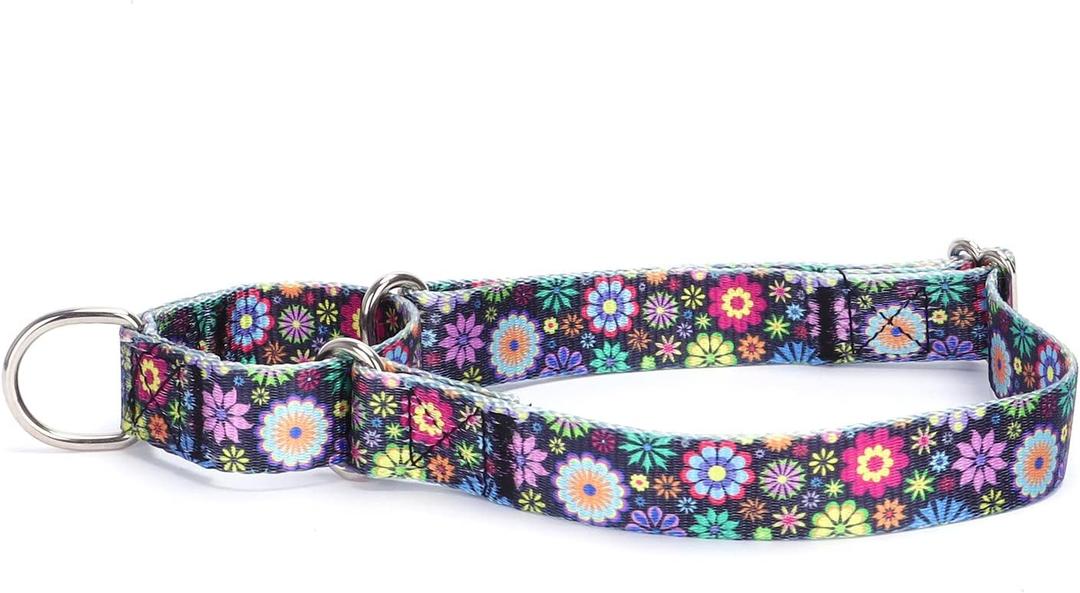 Heavy Duty Nylon Dog Collar, Adjustable Martingale Dog Collar for Walking Training Boy and Girl Dogs Medium Large Dogs (XL:53-62CM, Colourful Little Flowers) Heavy Duty Nylon Dog Collar, Adjustable Martingale Dog Collar for Walking Training Boy and Girl Dogs Medium Large Dogs (XL:53-62CM, Colourful Little Flowers)