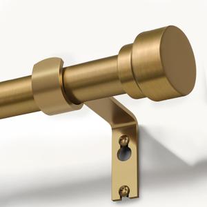 Lootkell Warm Gold Curtain Rods for Windows 66 to 120 Adjustable Length Heavy Duty 1" Diameter Brass Window Curtain Rod with Solid Metal Finials for Outdoor Farmhouse Bedroom Kitchen Living Room