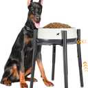 Raised Single Dog Bowl Stand, Adjustable 12-16" Tall, Elevated Dogs Food Bowl Stand for 8-12" Wide Bowls, Dog Bowl Holder for Medium Large - Metal Pets Dish Holder Only - Black