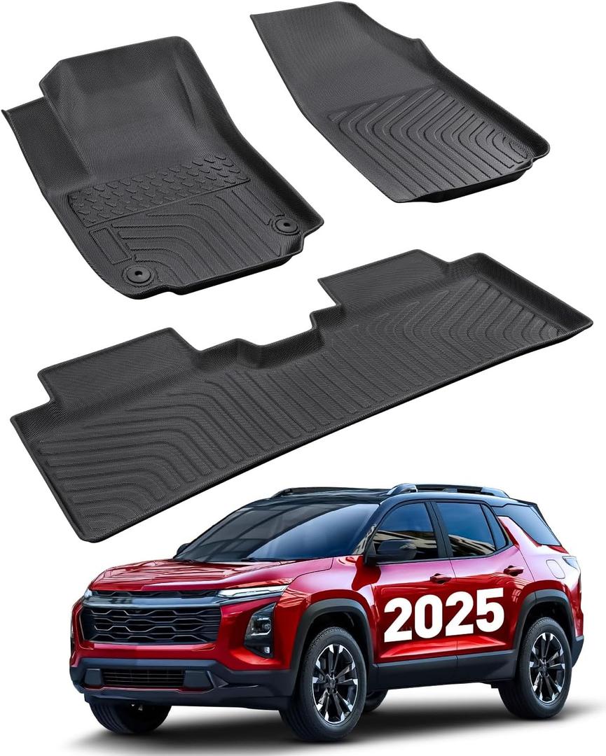 3 Pcs for Chevy Equinox Floor Mats Fuel Version (Not for EV) 2025, for GMC Terrain All Weather Cargo Liners Car Rubber Carpet for Chevrolet Equinox 2025 Interior Accessories