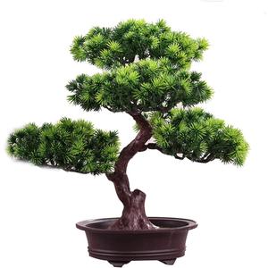 KOET Artificial Bonsai Pine Tree, 11Inch Faux Potted Plant Desk Display Fake Tree Pot Ornaments, Japanese Cedar Bonsai Plant for Home, Office Decoration