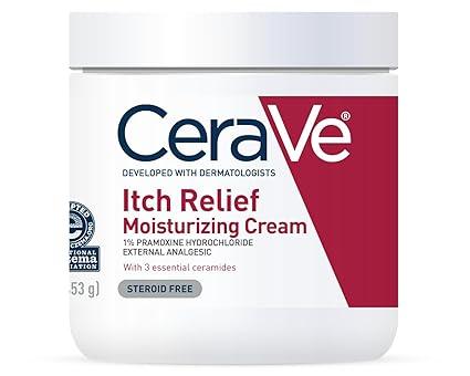 CeraVe Moisturizing Cream for Itch Relief, Anti Itch Cream with Pramoxine Hydrochloride, Relieves Itchy with Minor Skin Irritations, Sunburn Relief, Bug Bites, Fragrance Free, 16 Ounces
