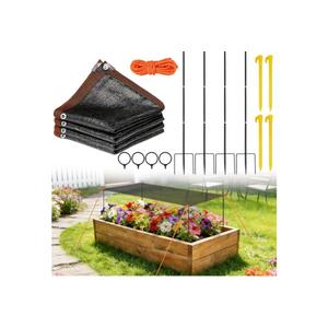 Plant Shade Cloth Kit for Garden, 9.8*6.6FT Garden Shade Cloth Kit for Raised Beds include 4 Poles & Rope, 70% Sun Block Cover Kit with Stakes for Plants Heat Protection for Outdoor Plants Vegetables