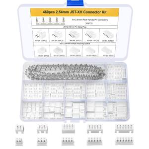 460 Pcs JST-XH 2.54mm Connector Kit, 2.54mm Male and Female 2/3/4/5/6 Pin Header Housing Connector Adapter Plug, JST-XH Terminal Wires Cables Socket Connectors Kit