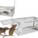 TeqHome Humane Rat Trap, Small 1-Door Live Chipmunk Trap That Work for Indoor and Outdoor, Easy to Catch and Release Live Animal Traps Mouse Cage Traps for Rodents Mice Voles Hamsters,Reusable & Metal