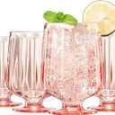 15oz Unbreakable Premium Drinking Glasses Set of 4 - Super Grade Acrylic Plastic - Perfect For Gifts - European Style Shatterproof BPA-free Glassware Dishwasher-Safe, Indoor & Outdoor (Blush Pink)