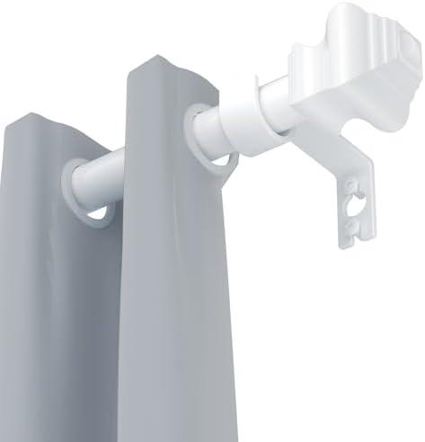 Curtain Rods for Windows 32-48 inch, 5/8 inch White Curtain Rod with Brackets Adjustable by Splicing for Bedroom Kitchen Study Living Room