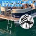 4 Step Boat Ladder, 62" 304 Stainless Steel Pontoon Heavy Duty Folding Dock Non-Slip Swim Ladder for Pontoon Boat, Dock, Deck, Marine Use