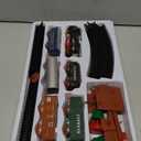 deAO Train Set with Light for Kids, Cargo Cars and Long Track for Boys & Girls Aged 3-12, Train Toys Railway Kits with Signposts & Trees, Electric Train Race Track Playset,Great for Birthday & Xmas