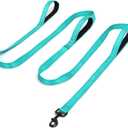 3 Handle Dog Leash, 10FT Triple Handle Dog Leash Heavy Duty with Reflective Stitching, Padded Traffic Handles for Training, Control & Safety -Turquoise