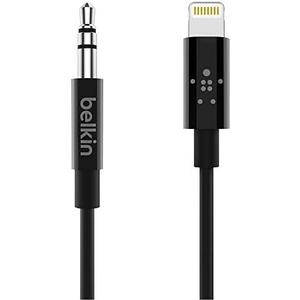 Belkin AV10172bt03-BLK 3.5mm Audio Cable With Lightning Connector, Black, Smartphone