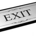 OriginDesigned Exit Door Sign, Adhesive Plaque, Stylish Metallic Silver and Black